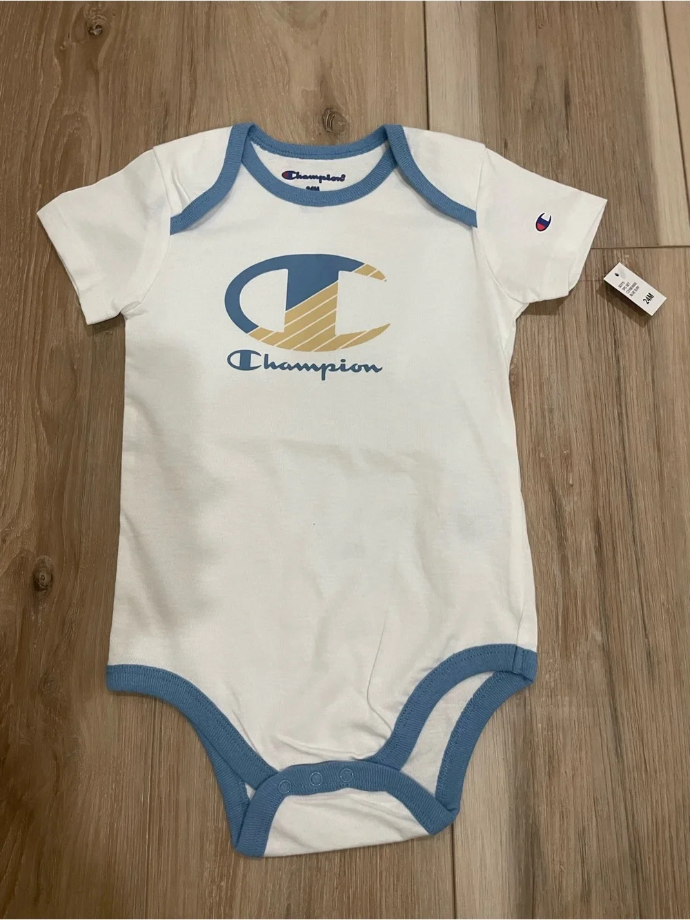 Champion Baby Bodysuit Set in Sage Green, White & Blue